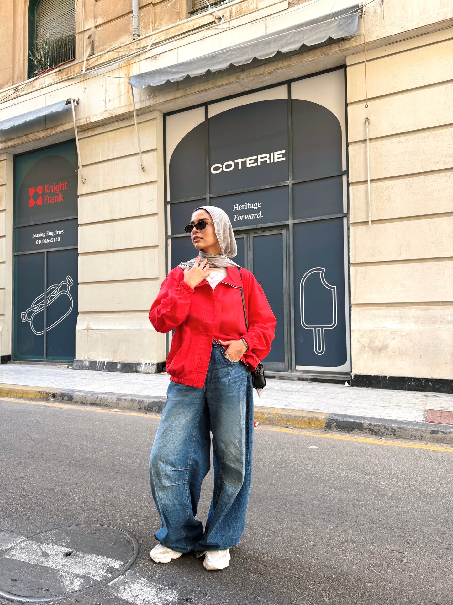 Linen bomber jacket-Red