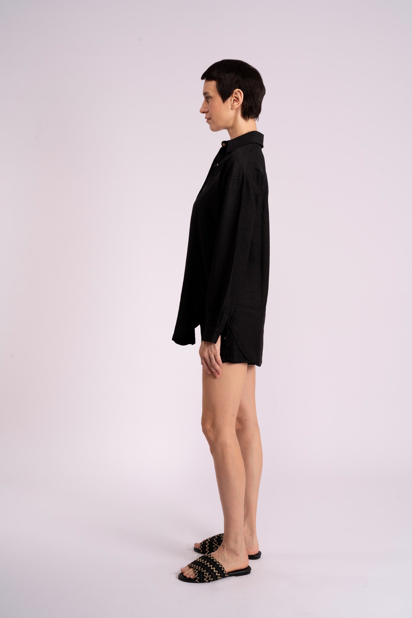 Black cocktail set(long shirt-short)