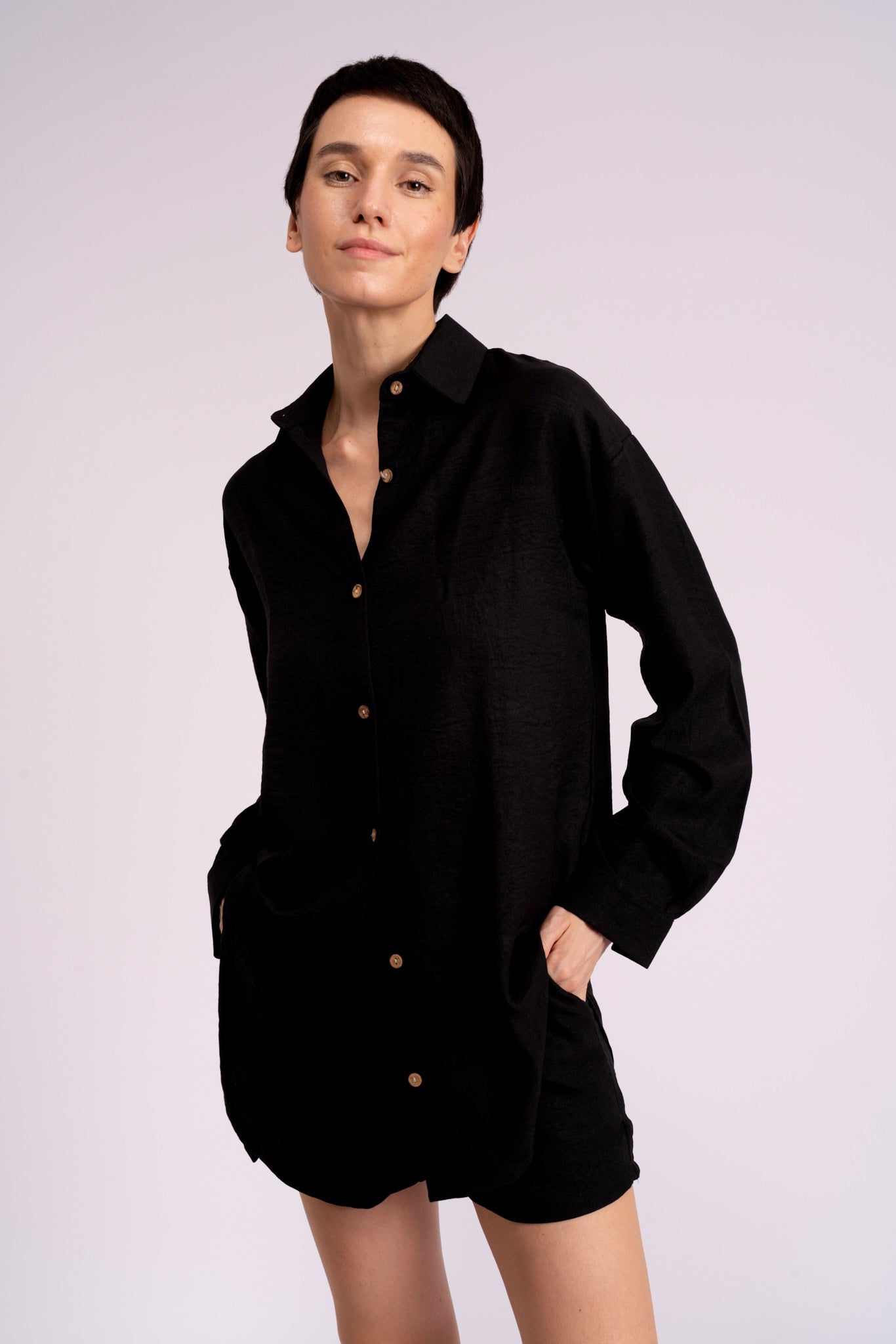 Black cocktail set(long shirt-short)