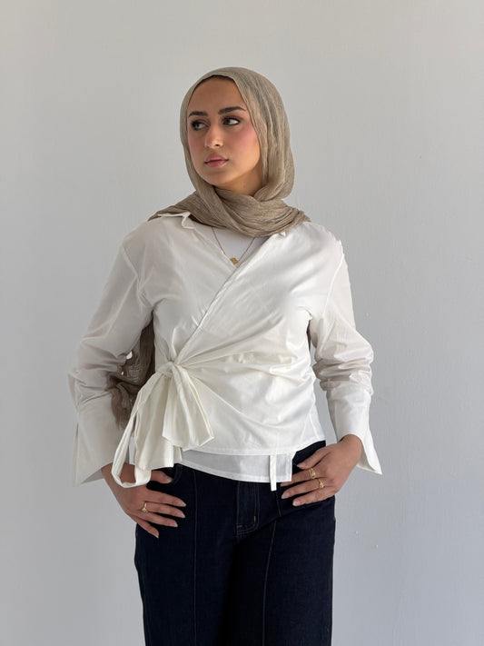 Wrap shirt-white