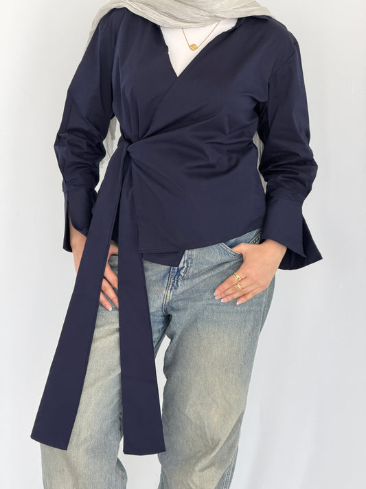Wrap shirt-Navy