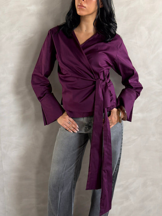 Wrap shirt-Plum