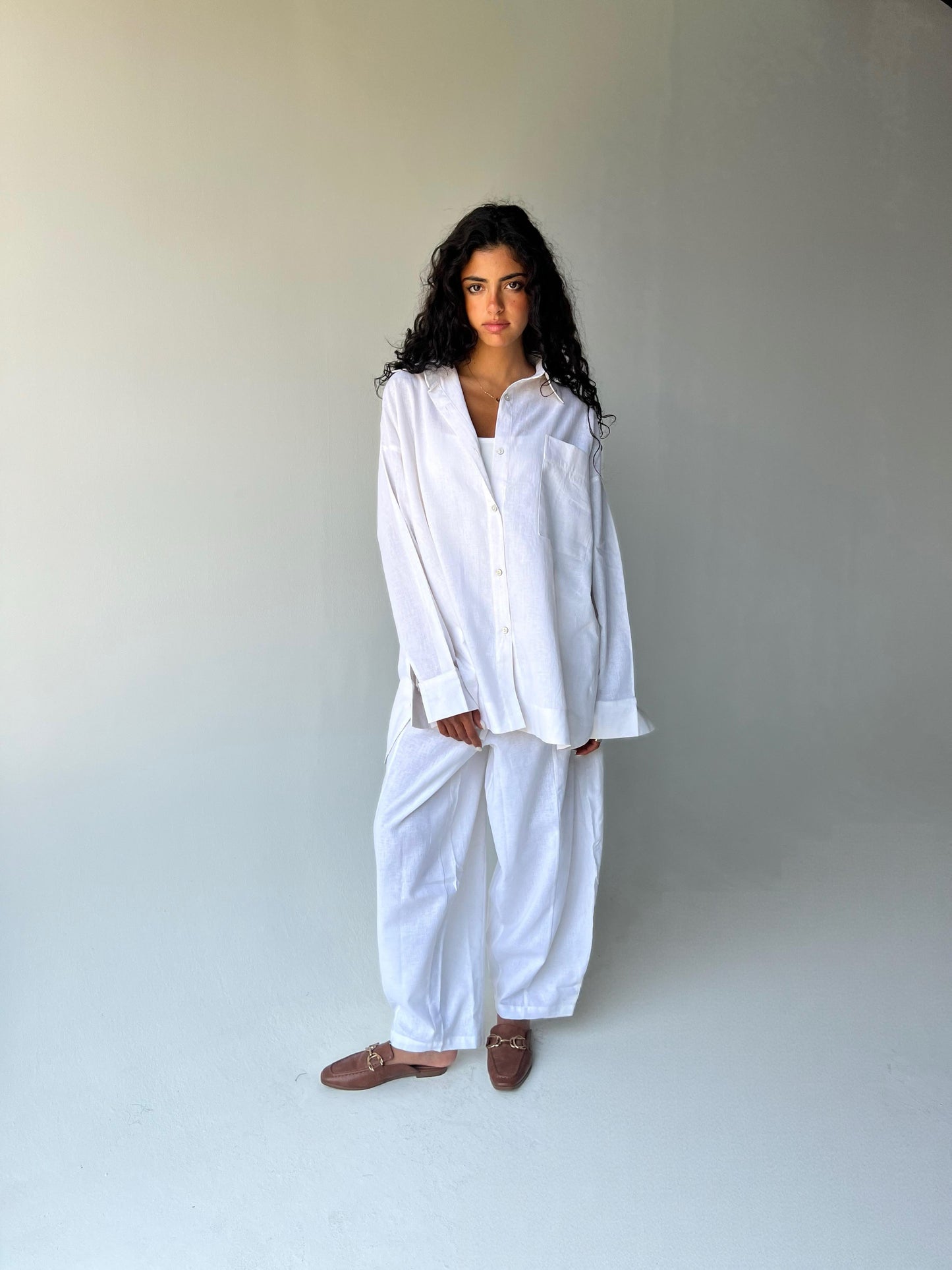 Ballon linen pants-White