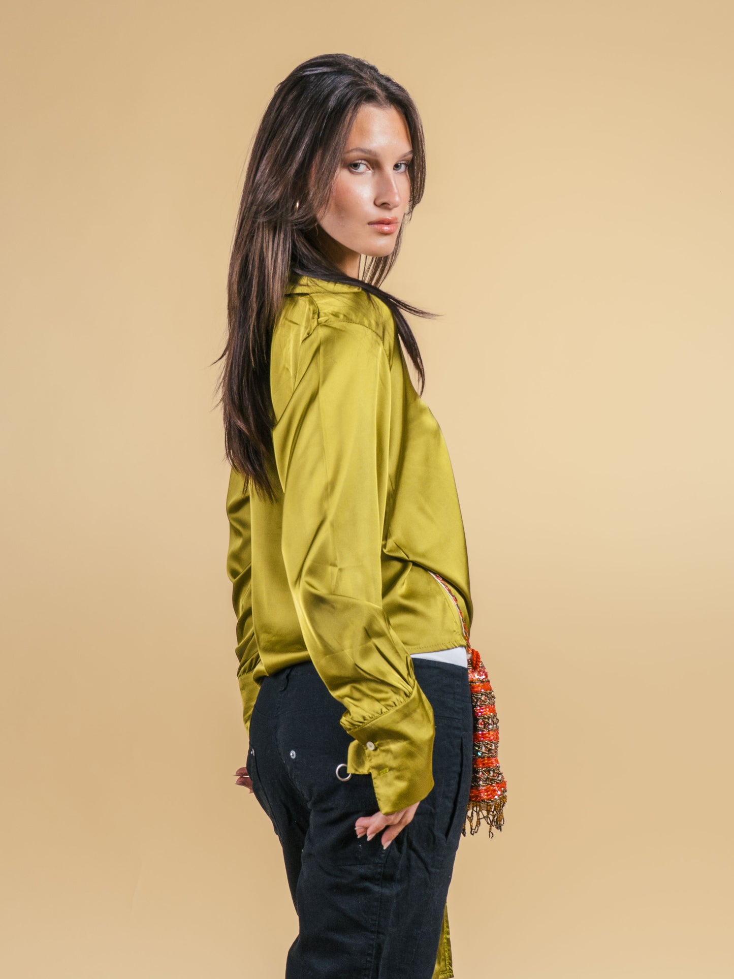 Wrap satin-lime green