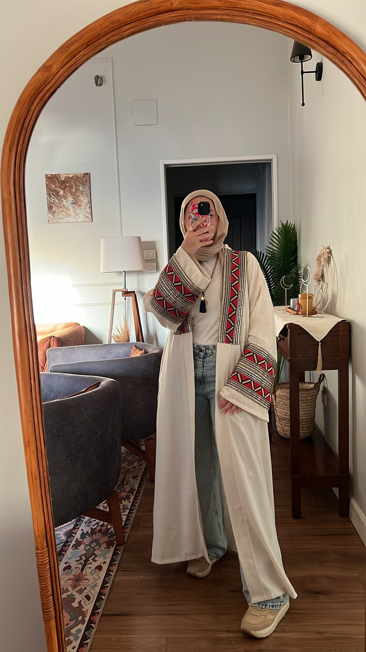 Embroidery kaftan-beige