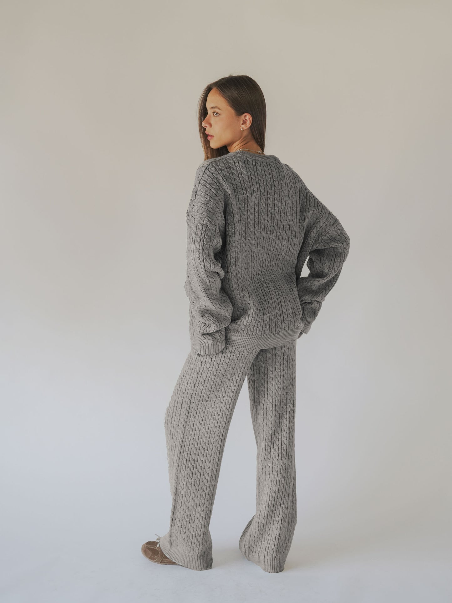 Knitted Braided Set-Dark gray