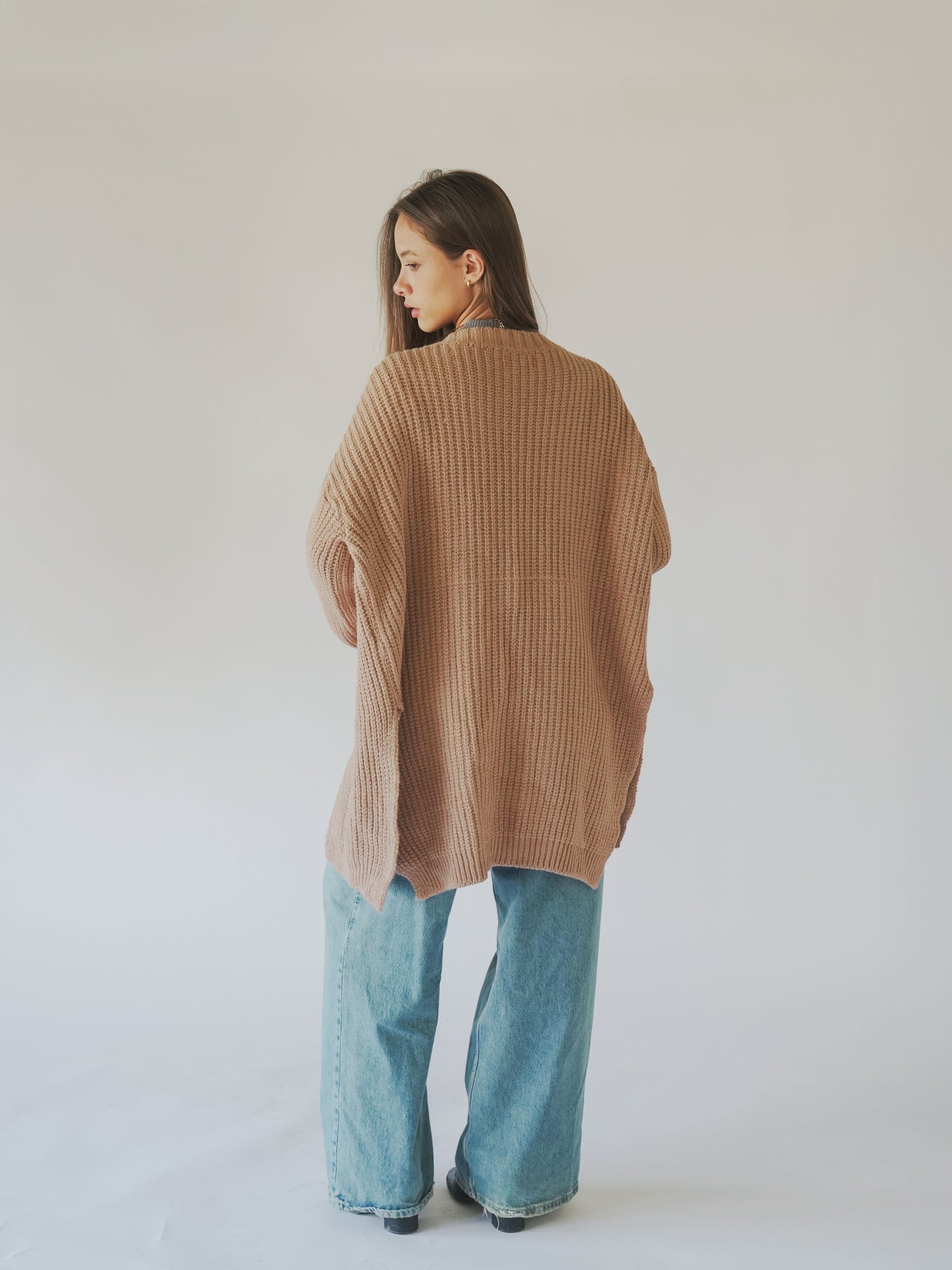 Knitted cardigan-Camel