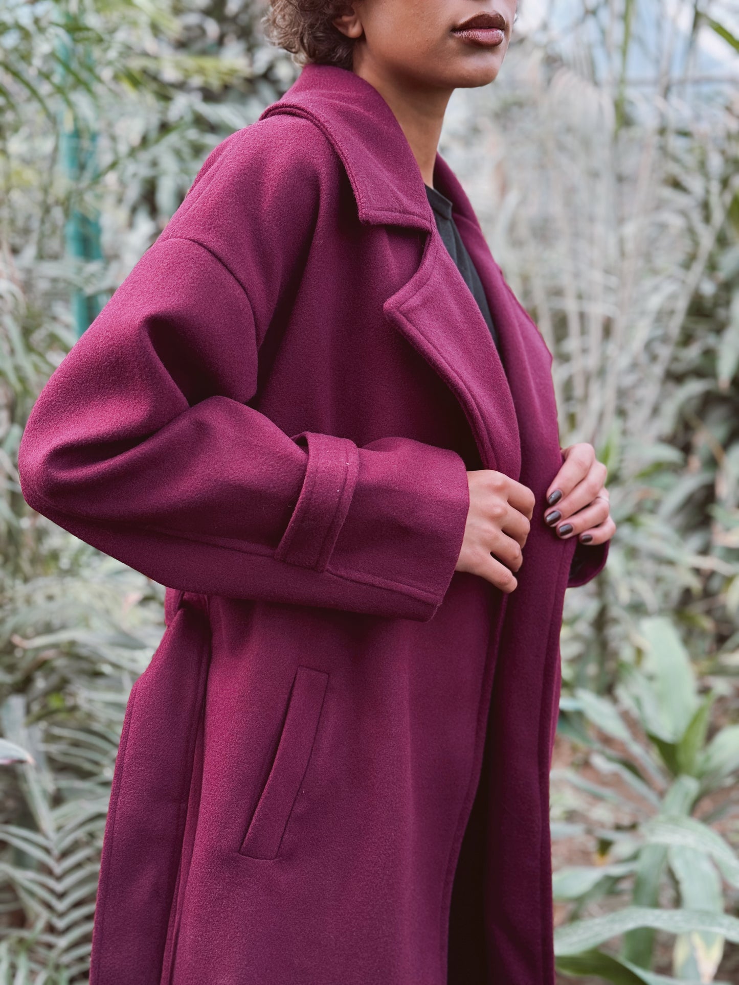 French long coat- Burgundy