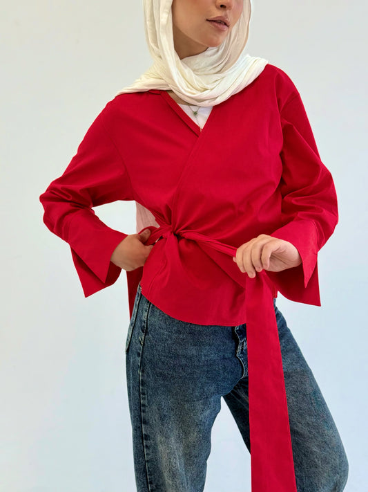 Wrap shirt-Red