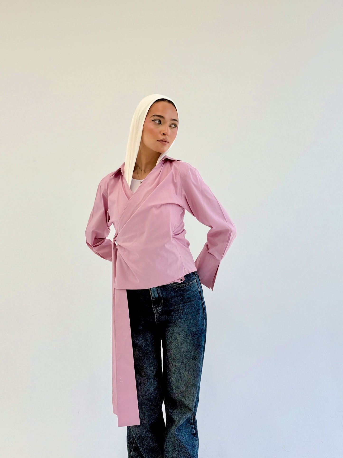 Wrap shirt-Pink
