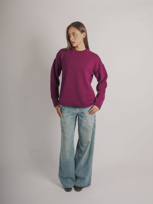 Oversized longline knit jumper-Purple