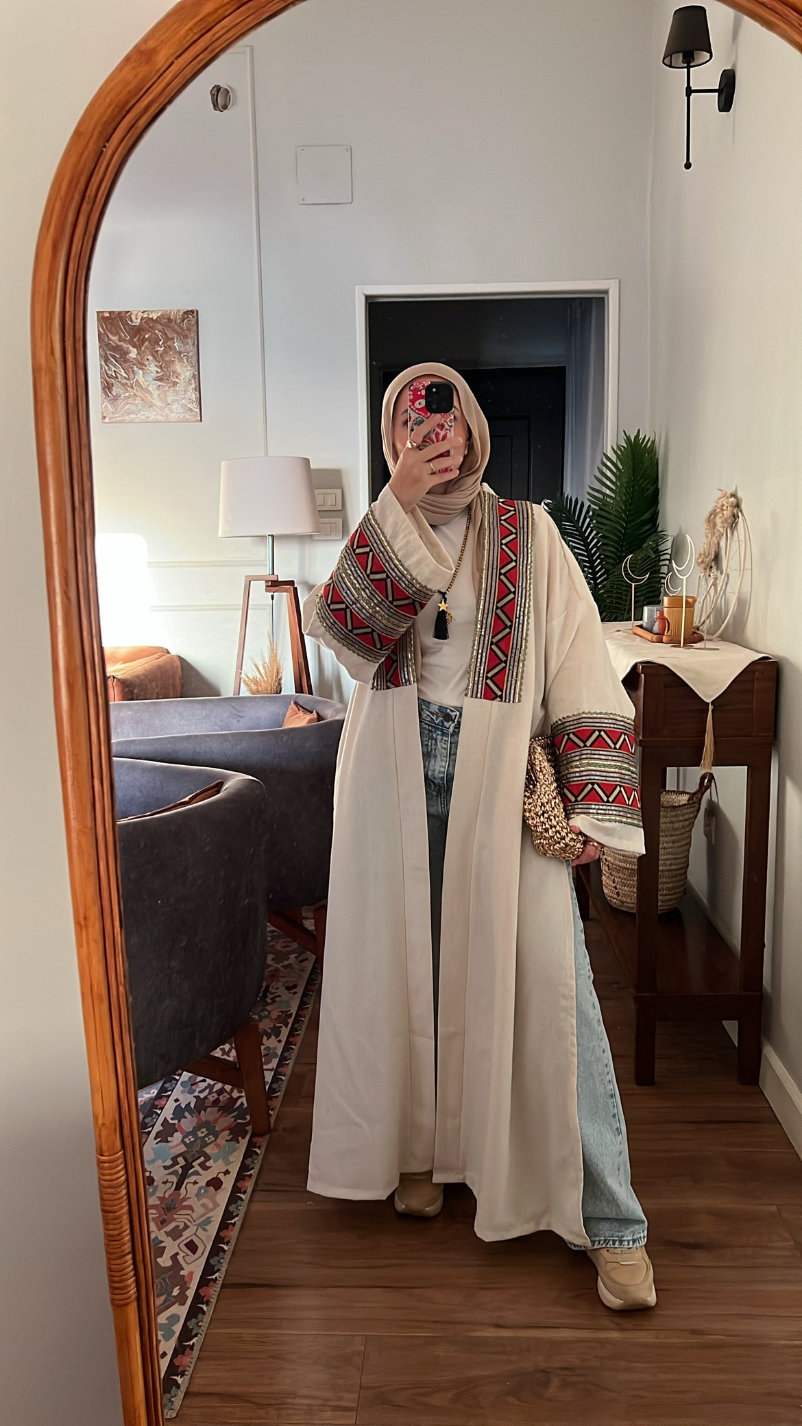 Embroidery kaftan-beige