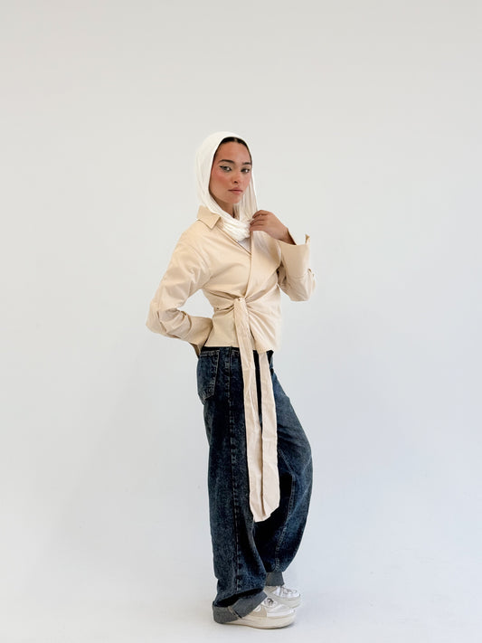 Wrap shirt-beige
