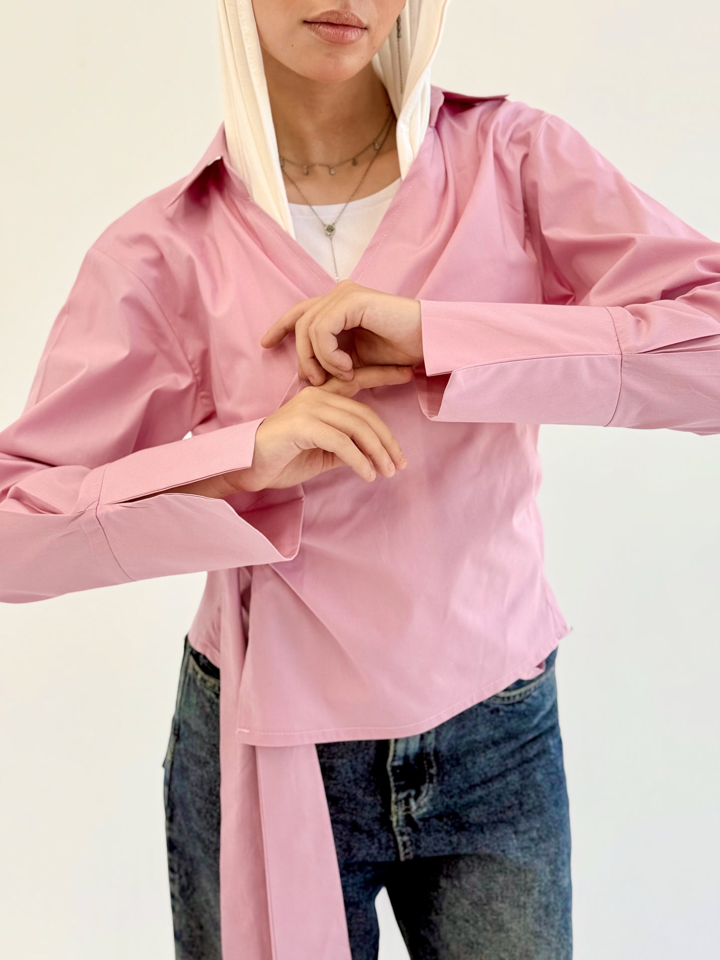 Wrap shirt-Pink