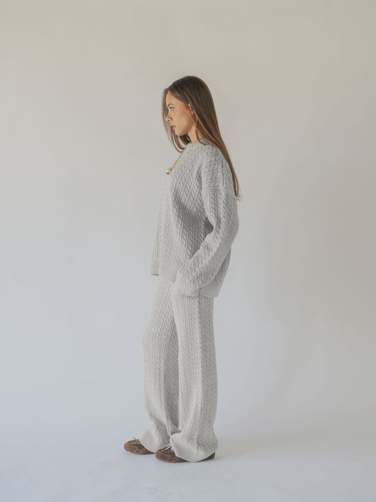 Knitted Braided Set- light gray