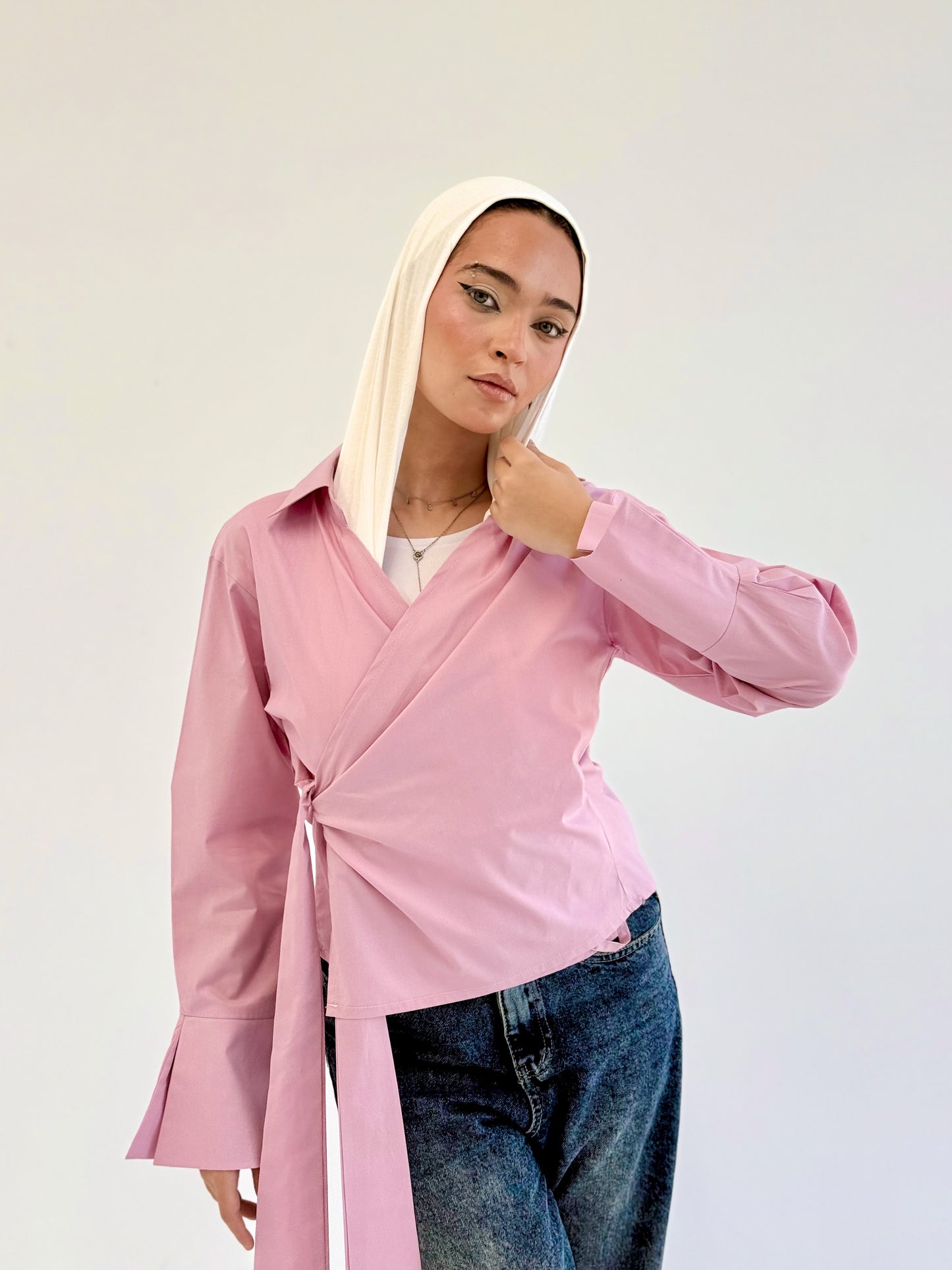 Wrap shirt-Pink