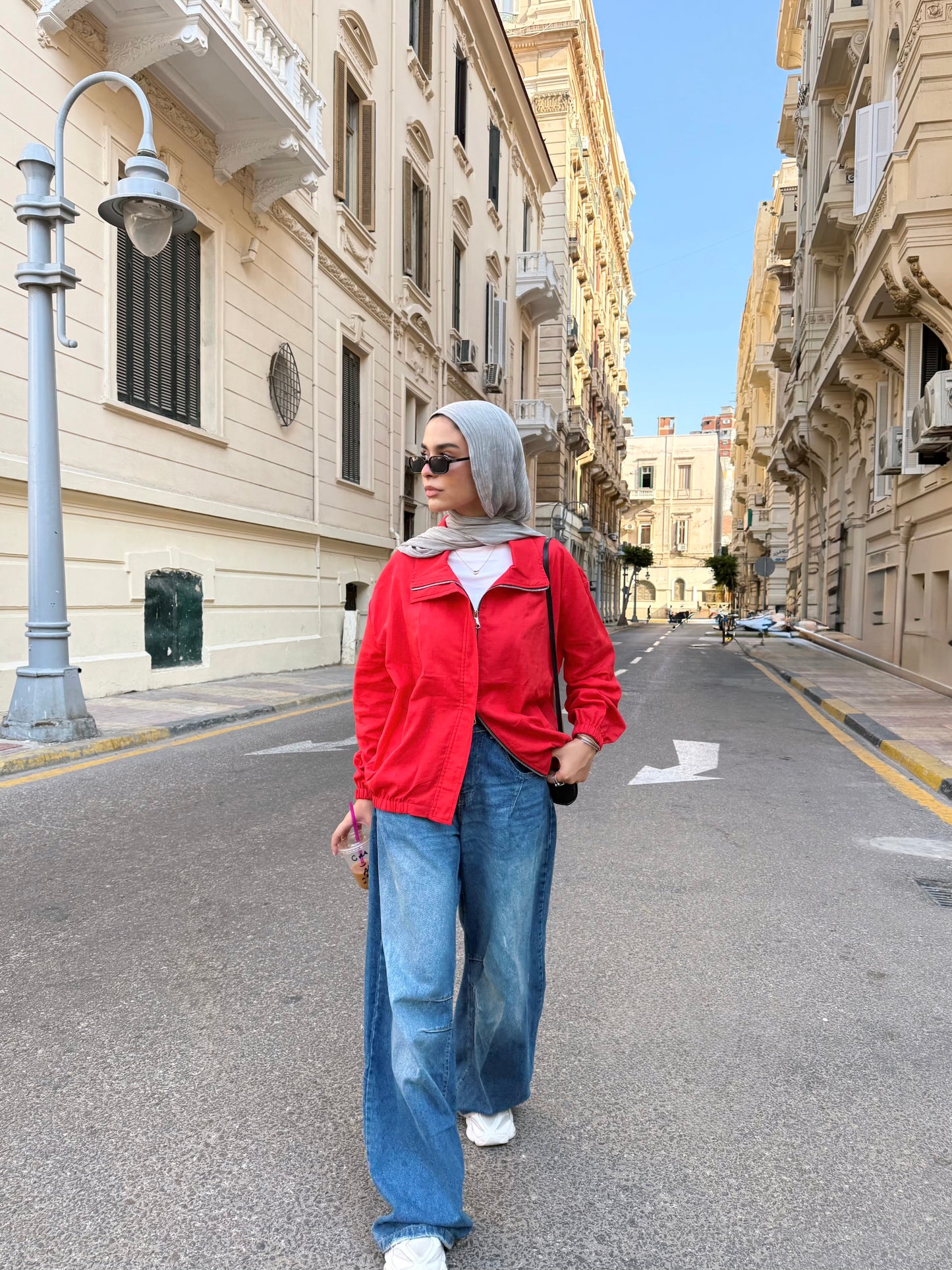 Linen bomber jacket-Red