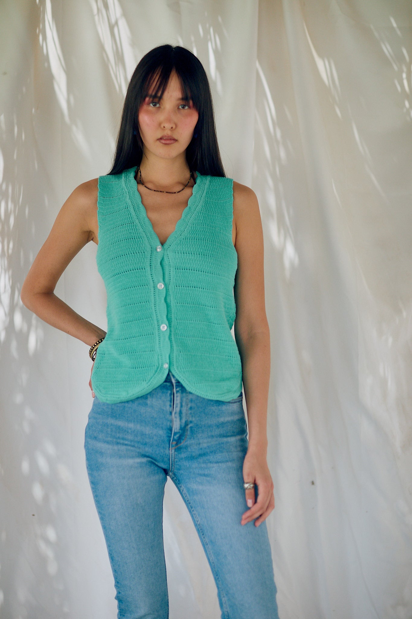 Knitted gilet - Turquoise