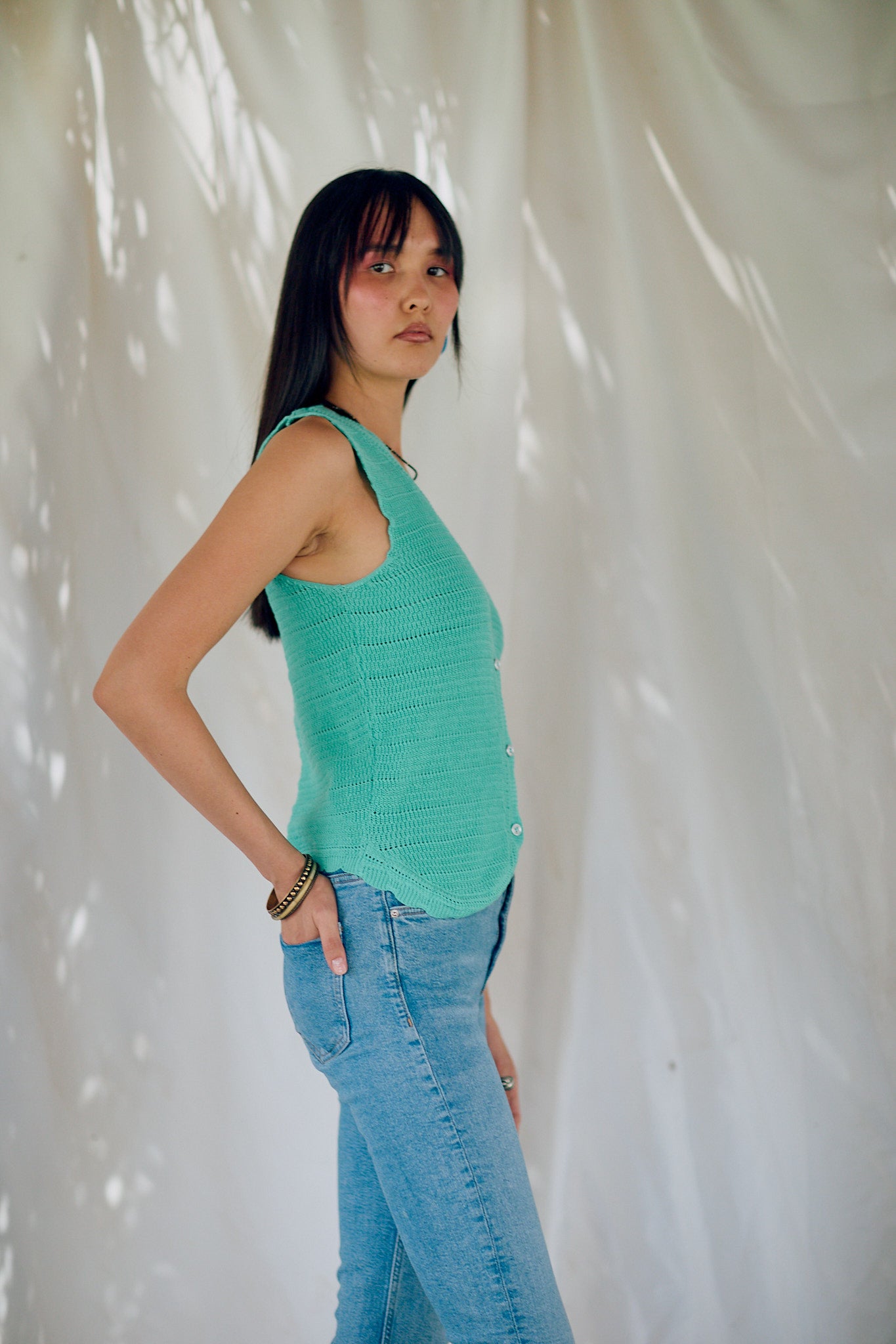 Knitted gilet - Turquoise