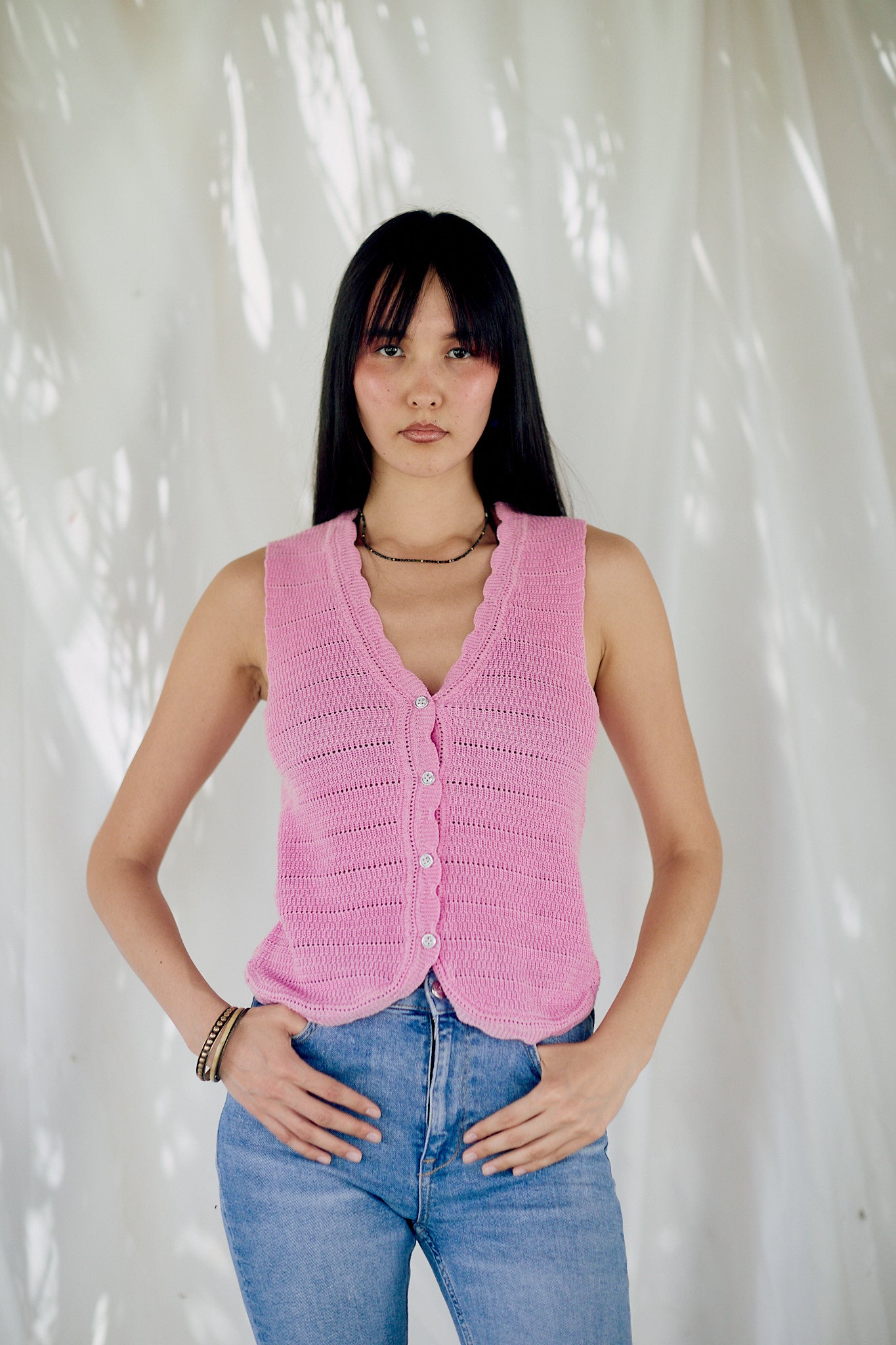 Knitted gilet - Hot Pink