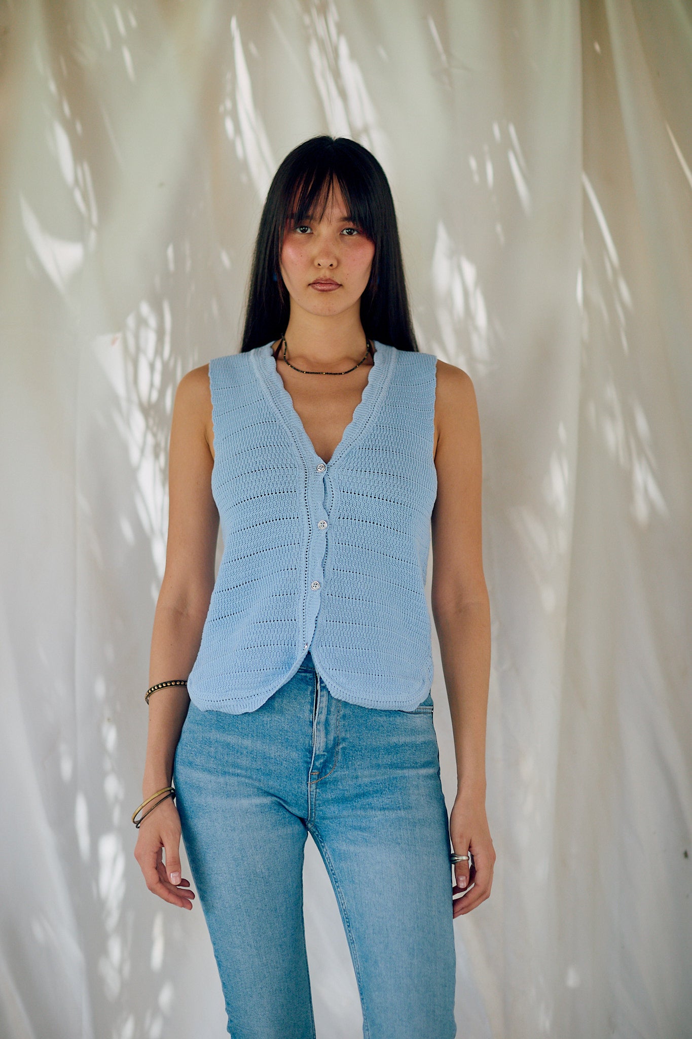 Knitted gilet - baby blue