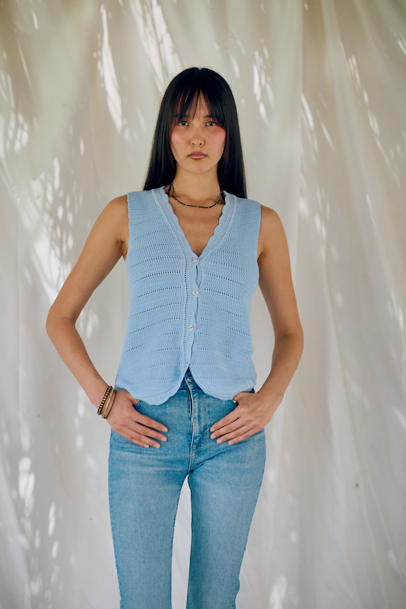 Knitted gilet - baby blue