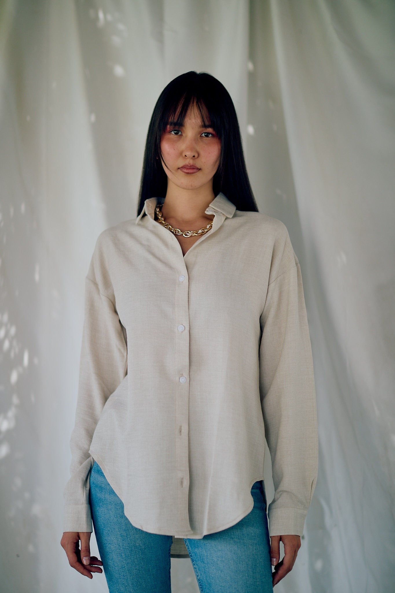 Linen Shirt-Light Beige