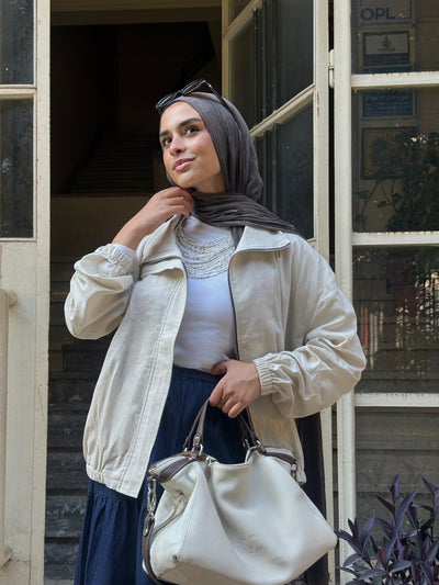 Linen bomber jacket-Beige