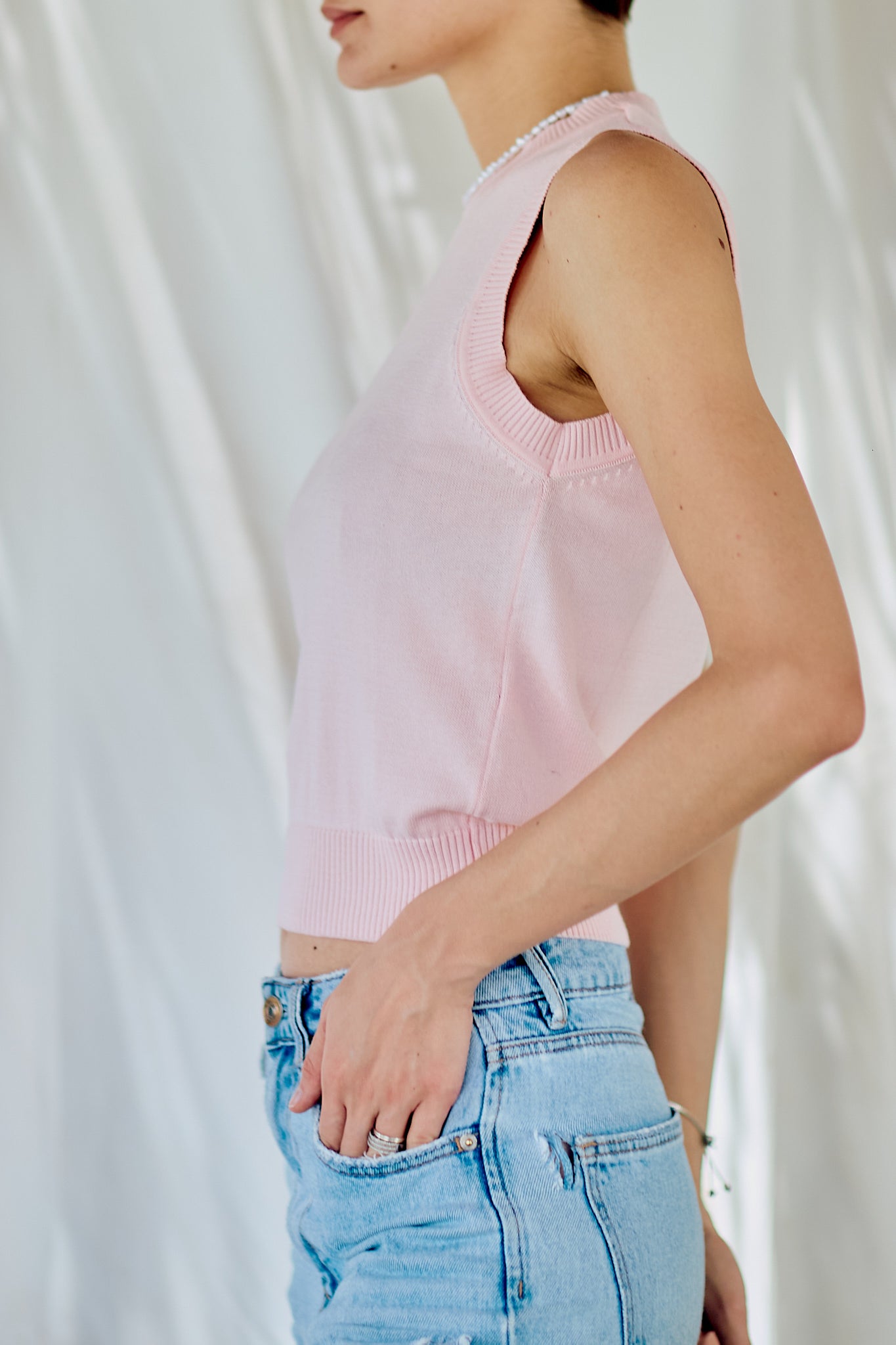 Basic Knit Top-blush pink