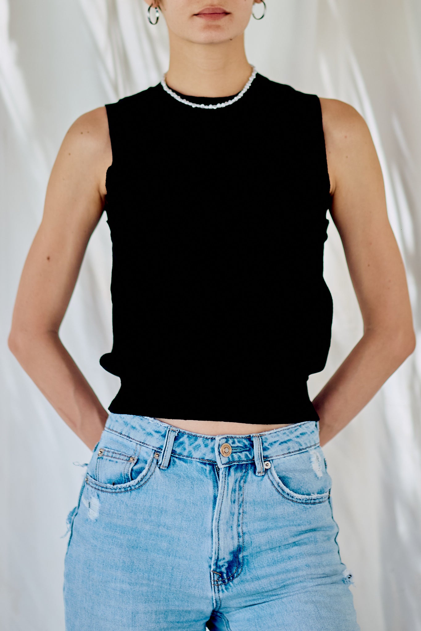 Basic Knit Top-black