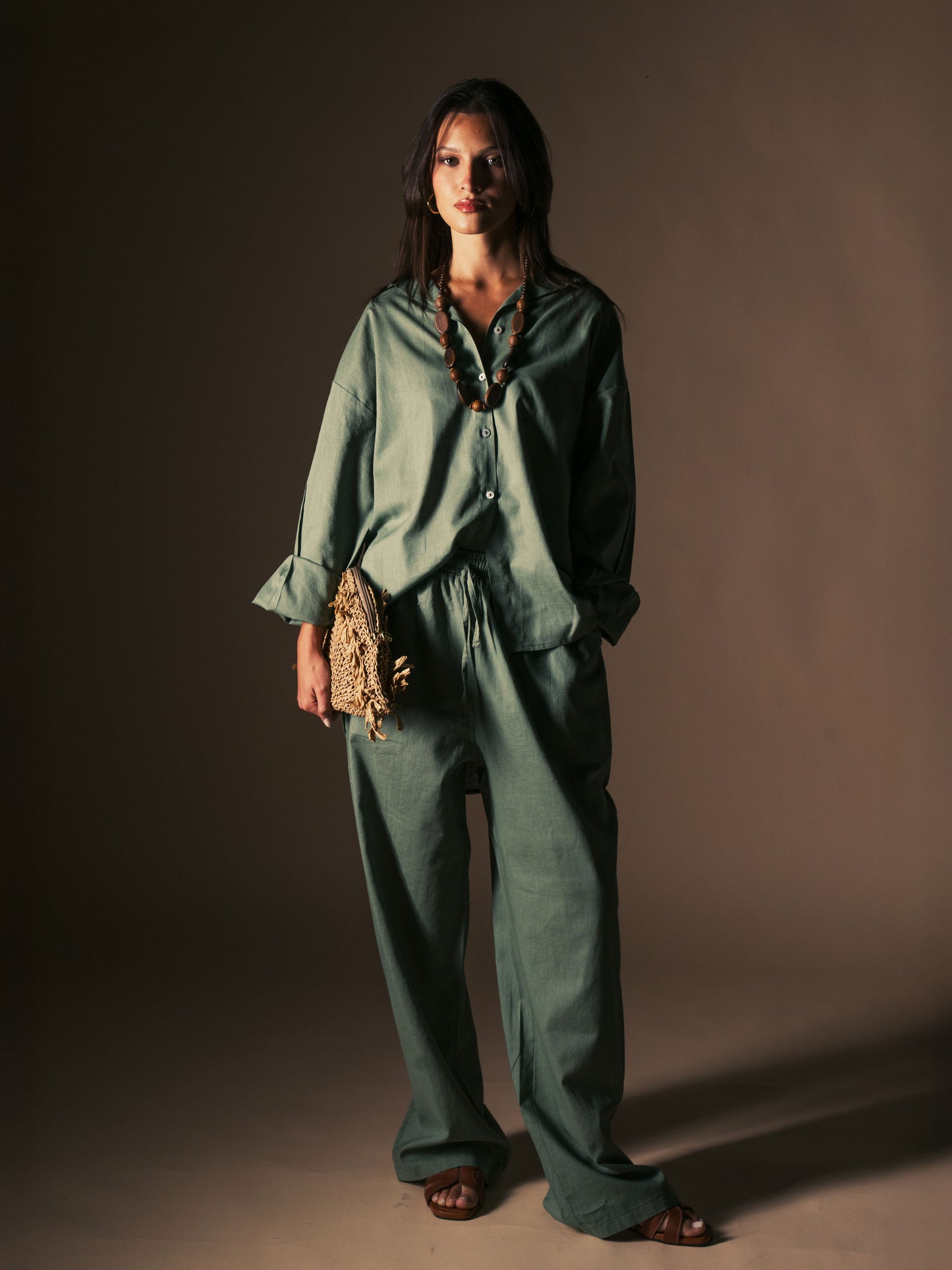 Linen Pants-Olive