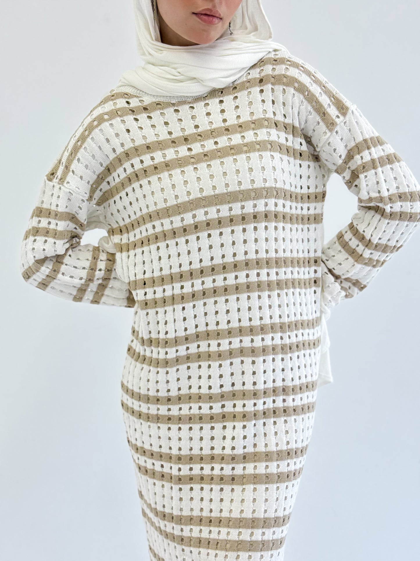 knitted Dress-Beige