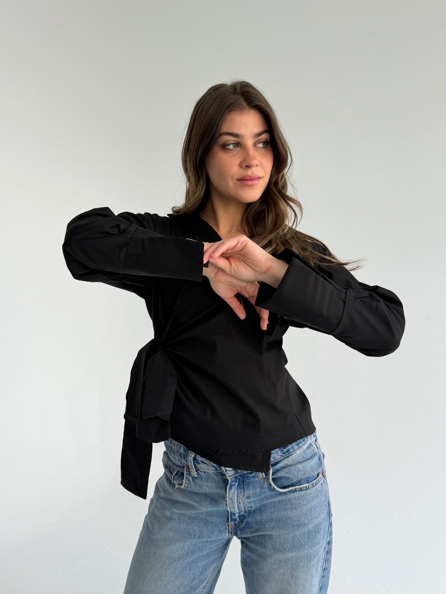 Wrap shirt-black