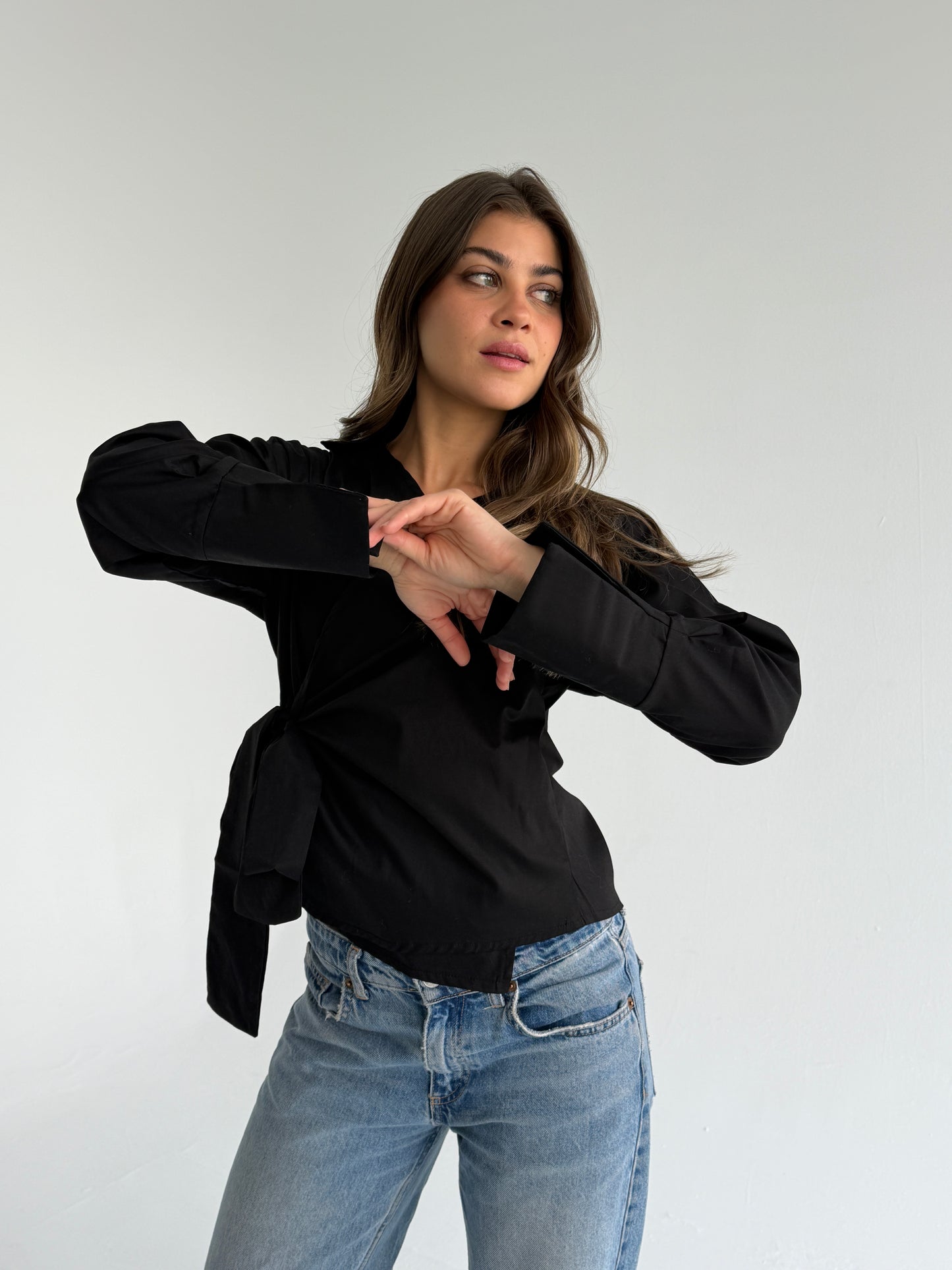 Wrap shirt-black