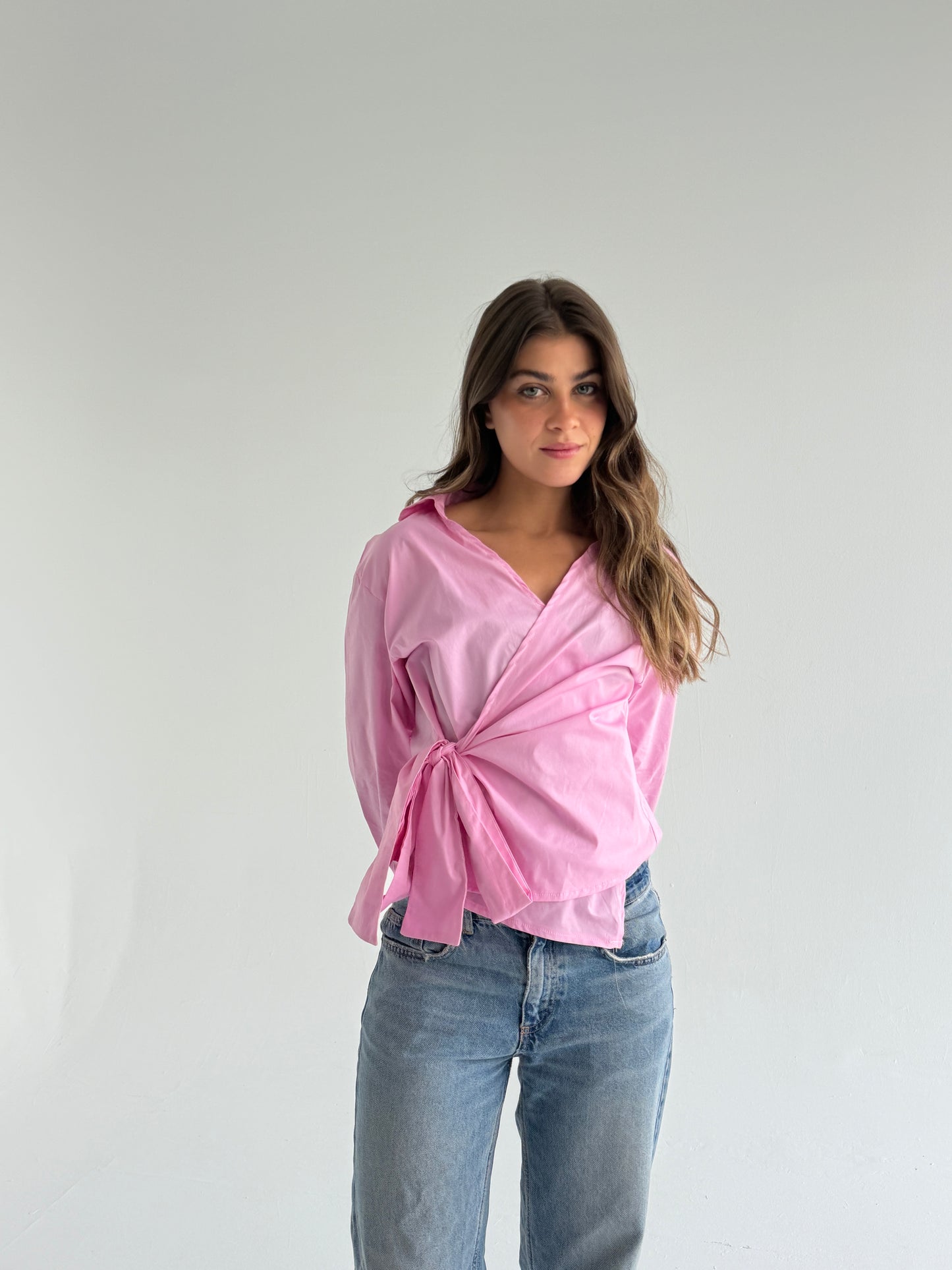 Wrap shirt-Pink