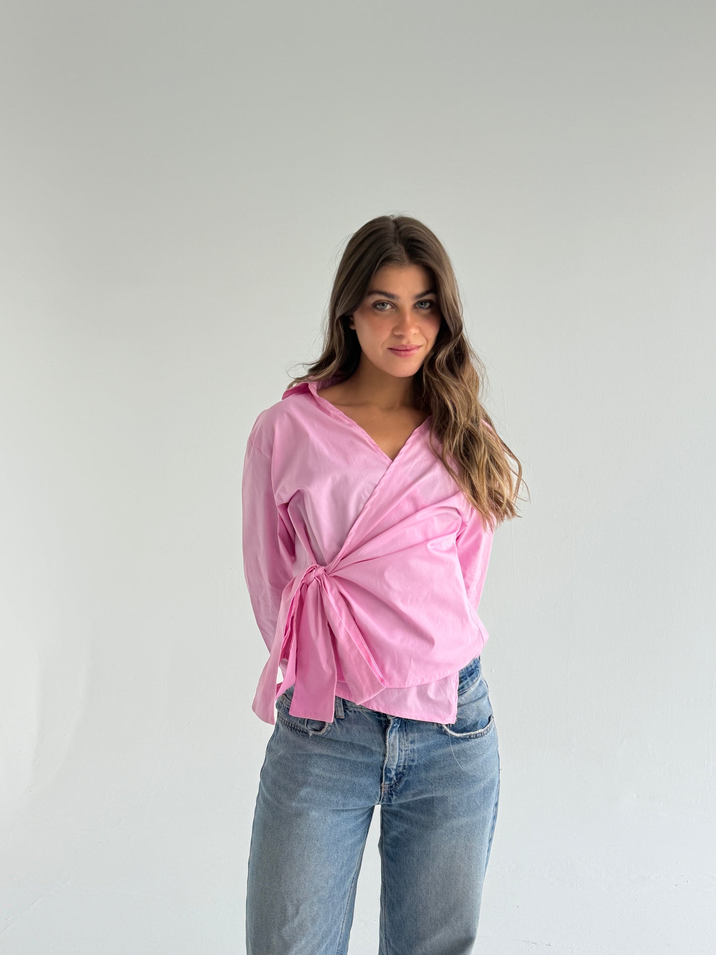 Wrap shirt-Pink