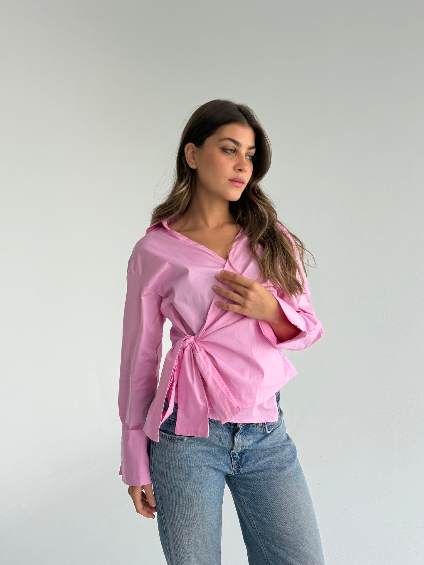 Wrap shirt-Pink