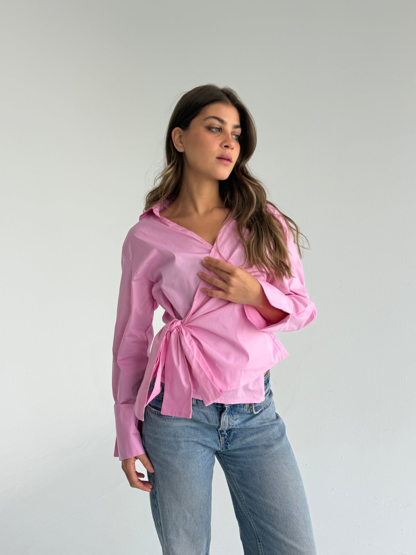 Wrap shirt-Pink