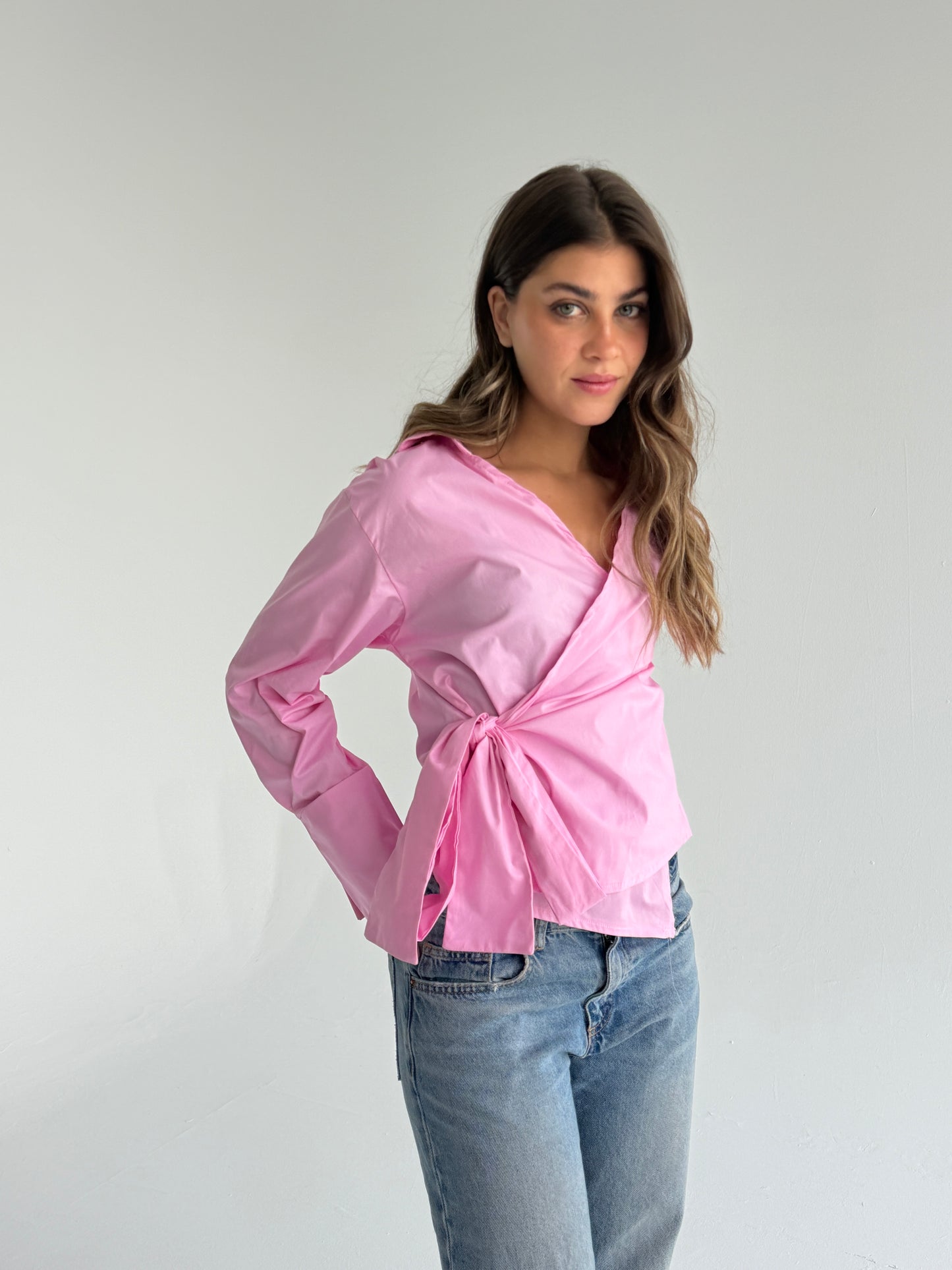 Wrap shirt-Pink