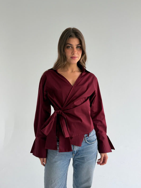 Wrap shirt-burgundy