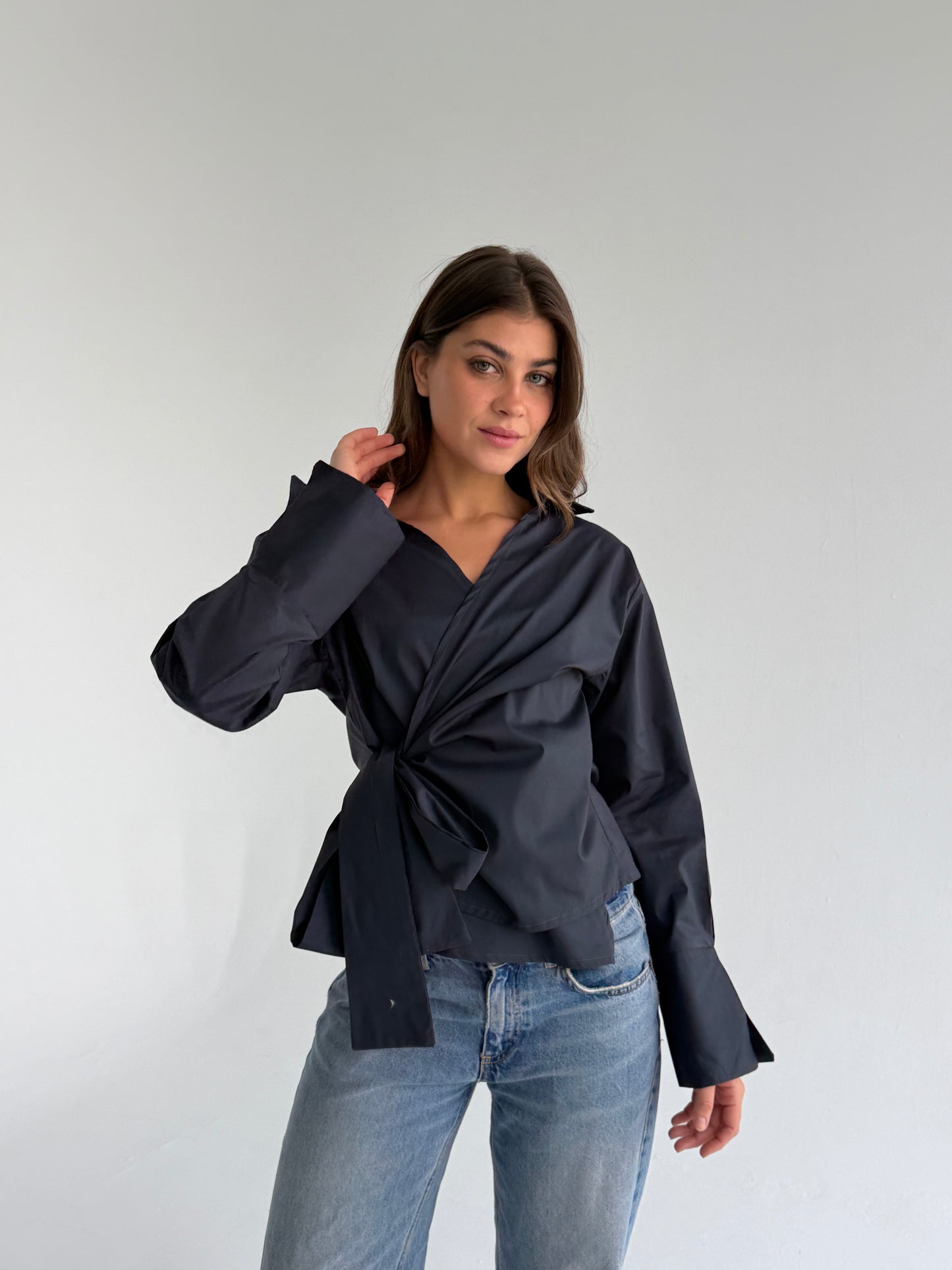 Wrap shirt-Gray