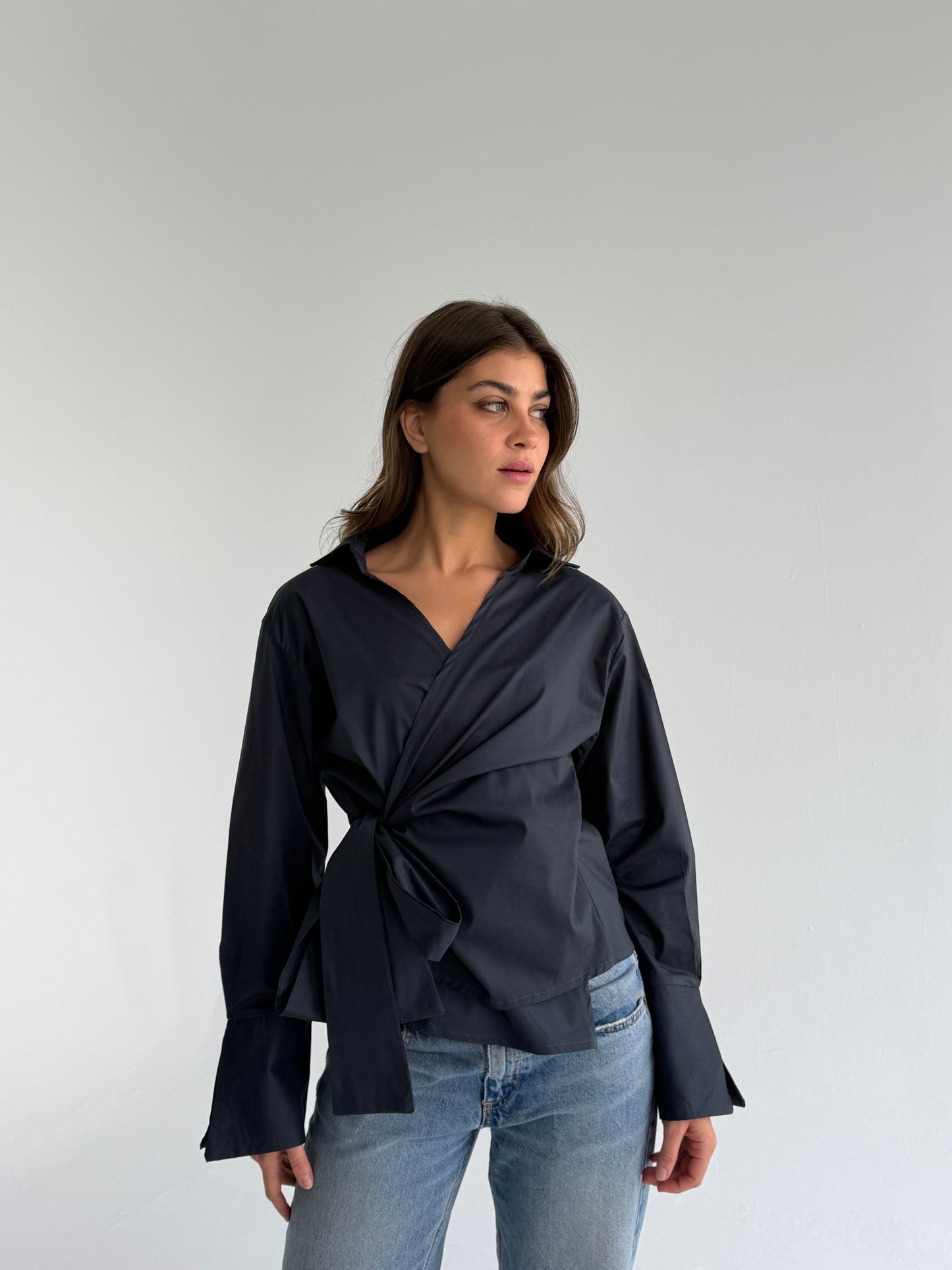 Wrap shirt-Gray