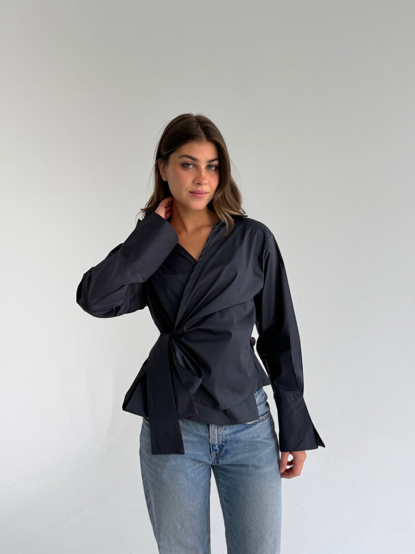 Wrap shirt-Gray