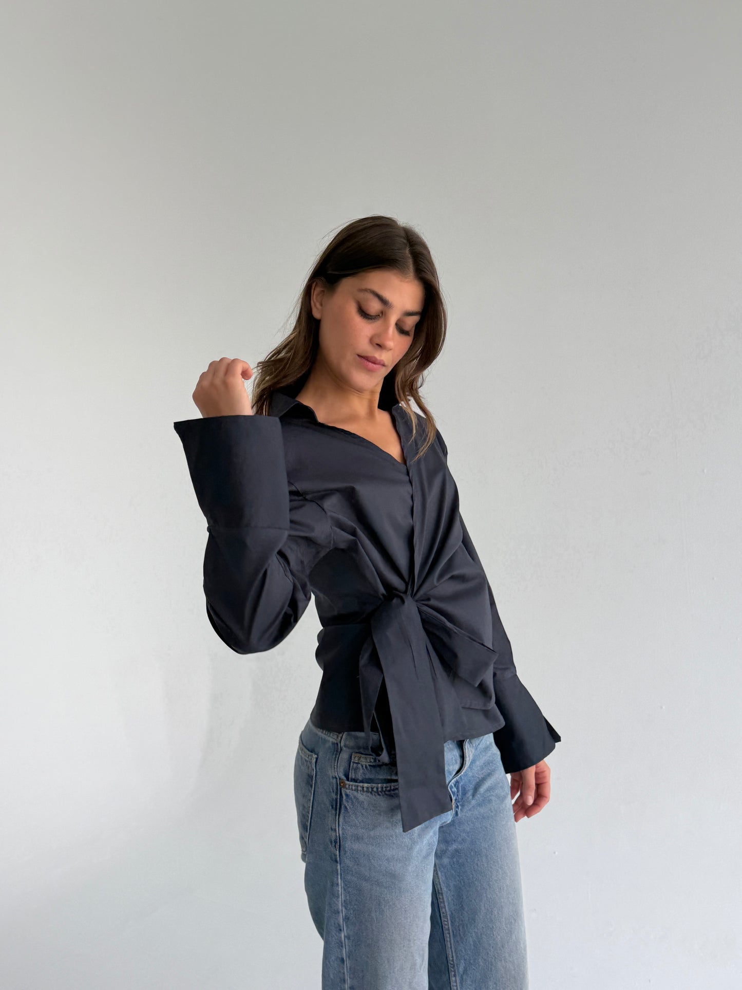 Wrap shirt-Gray