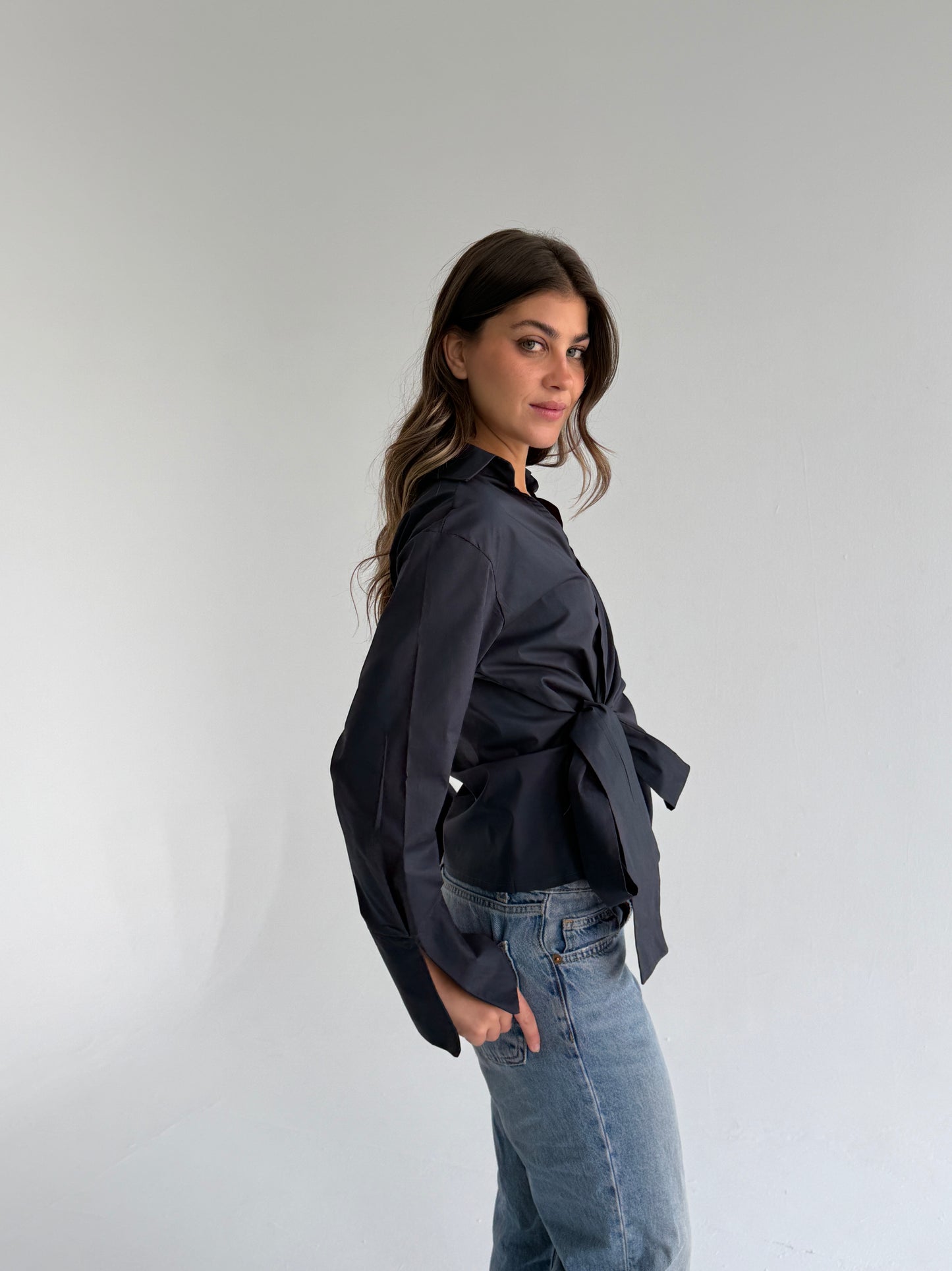 Wrap shirt-Gray