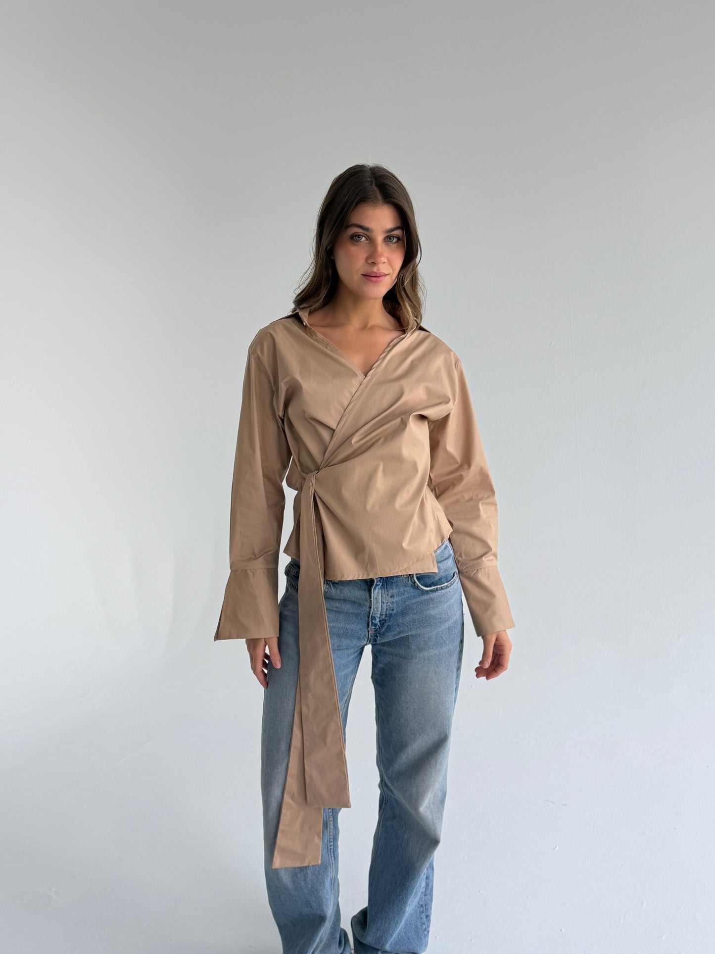 Wrap shirt-beige