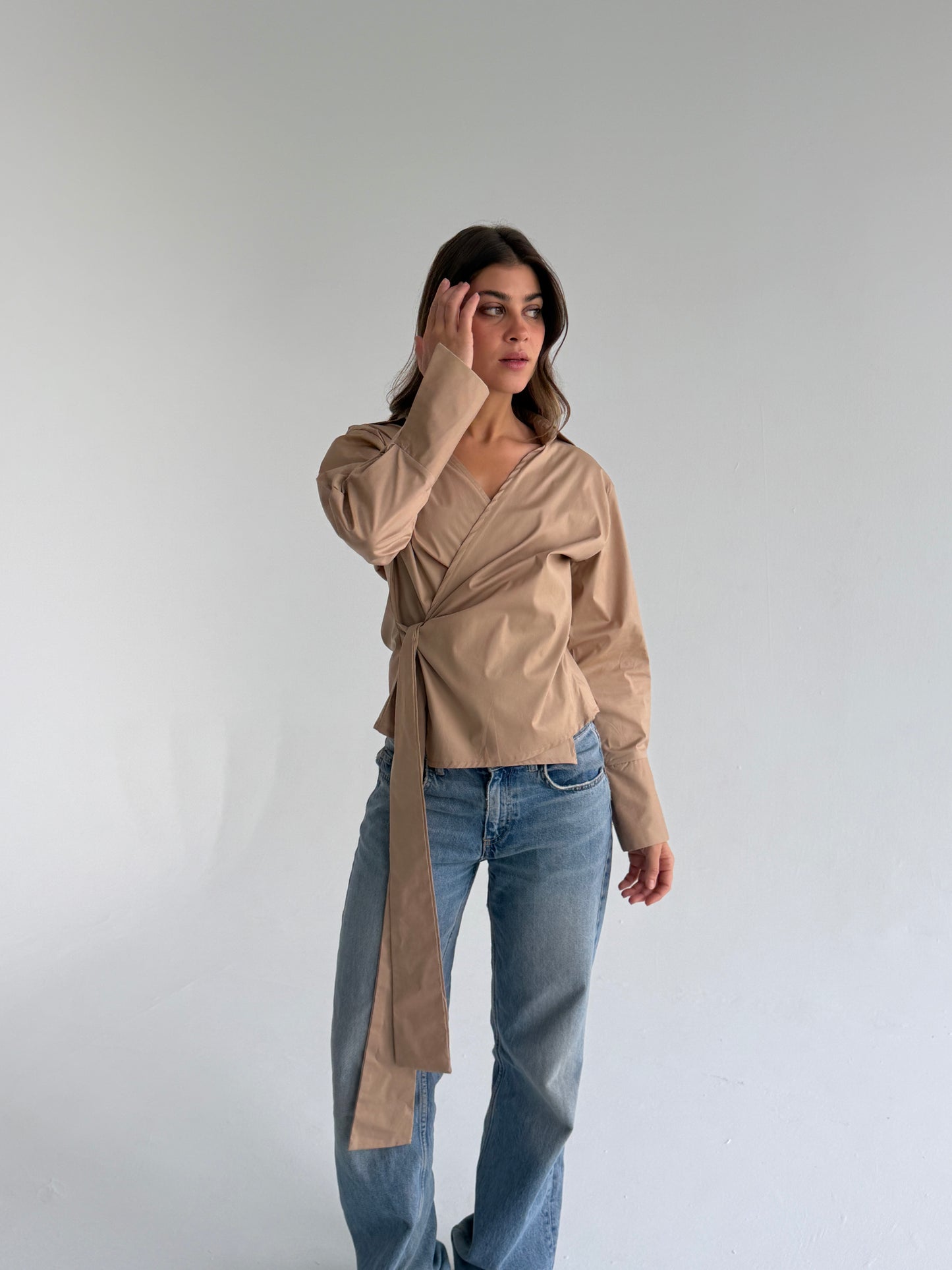 Wrap shirt-beige