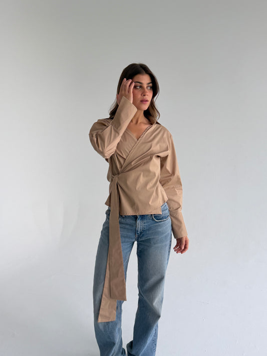Wrap shirt-beige