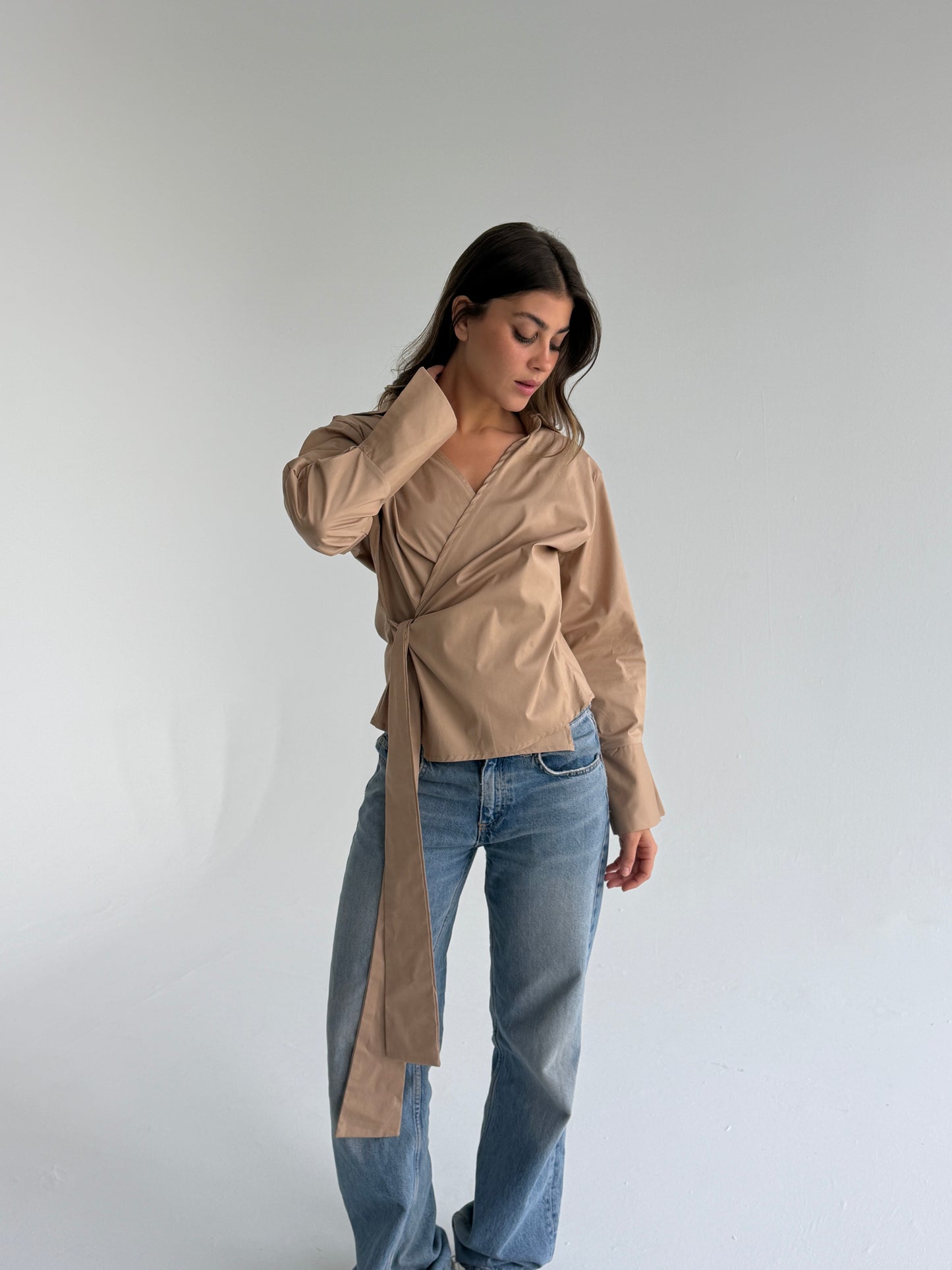 Wrap shirt-beige