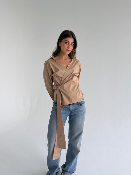 Wrap shirt-beige